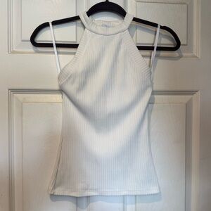 Bebe off-white ribbed halter top size xs